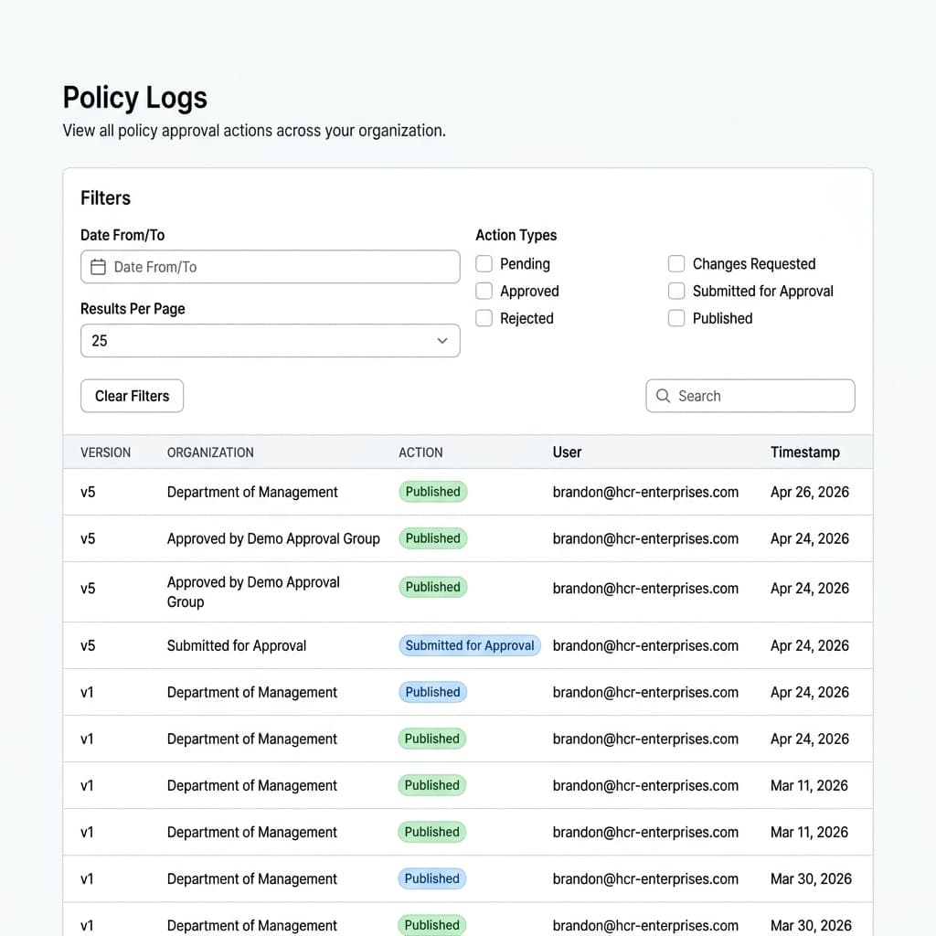 MOSI version control audit logs