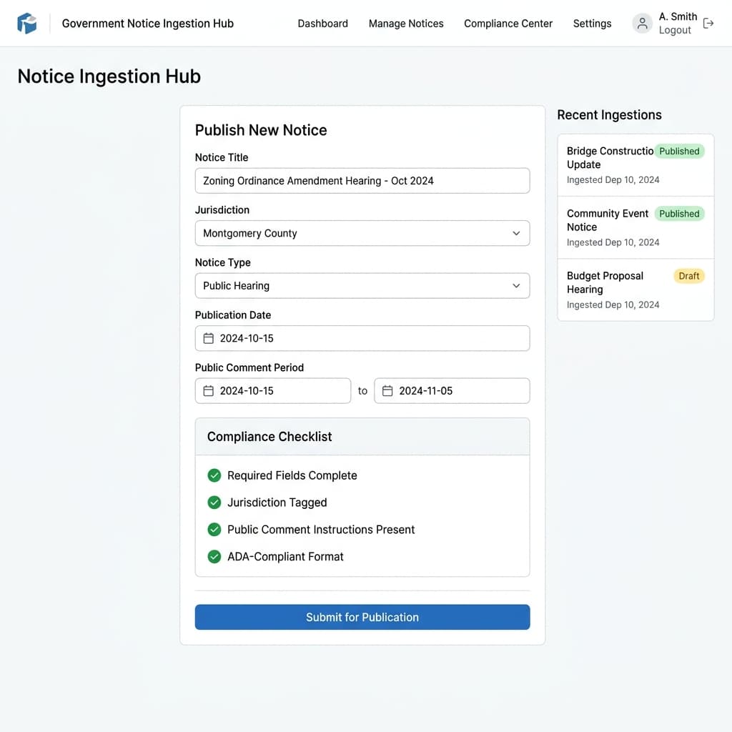 NOTISS notice ingestion hub